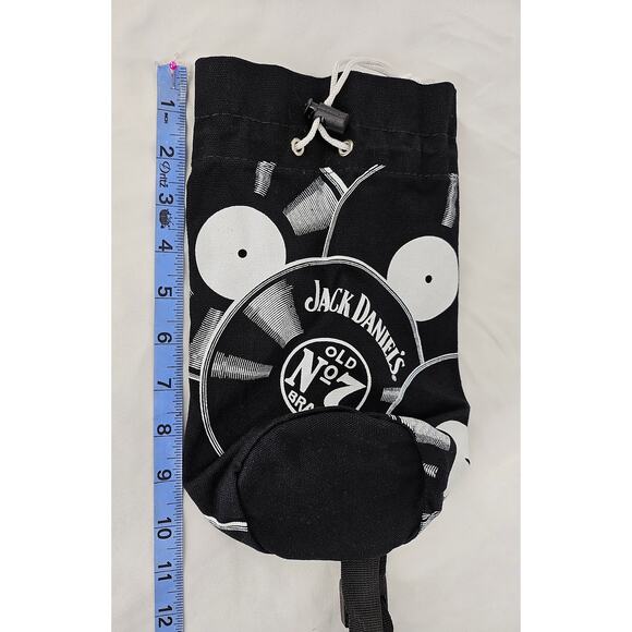 JACK DANIEL'S OLD NO. 7 BRAND DRAWSTRING BAG BLACK & WHITE VINYL RECORDS DESIGN - Picture 4 of 5